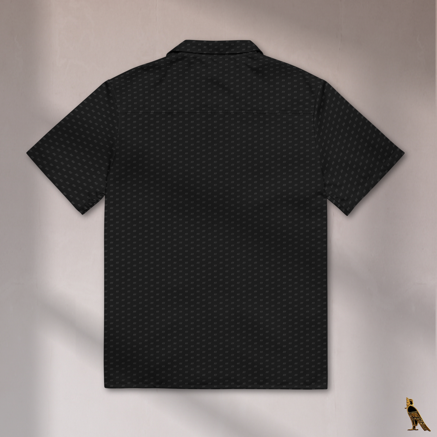 Black Vacation Shirt | 'AV' Logo Pattern in Dark Grey