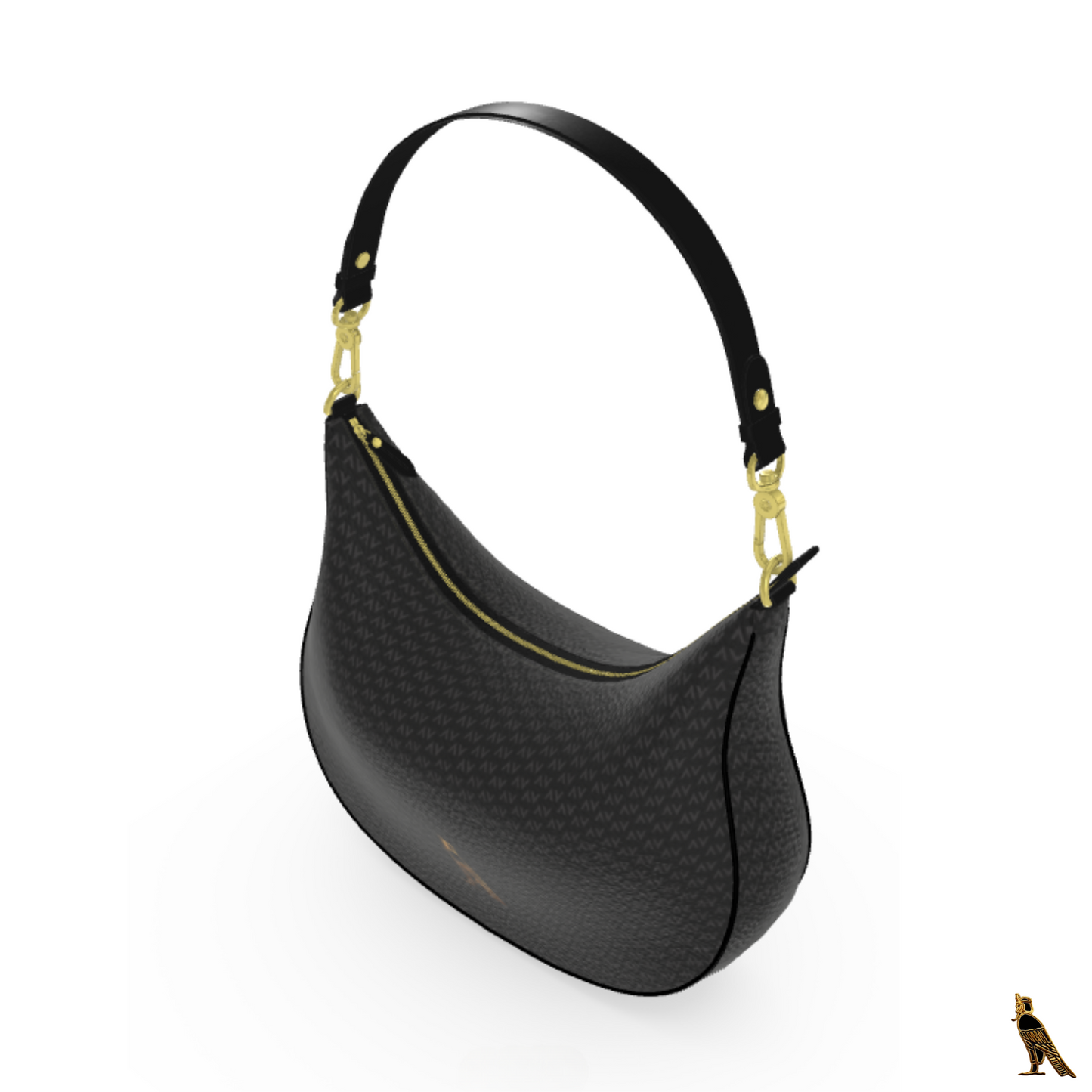 Curve Hobo Bag - Black (Horus Logo + AV Pattern)