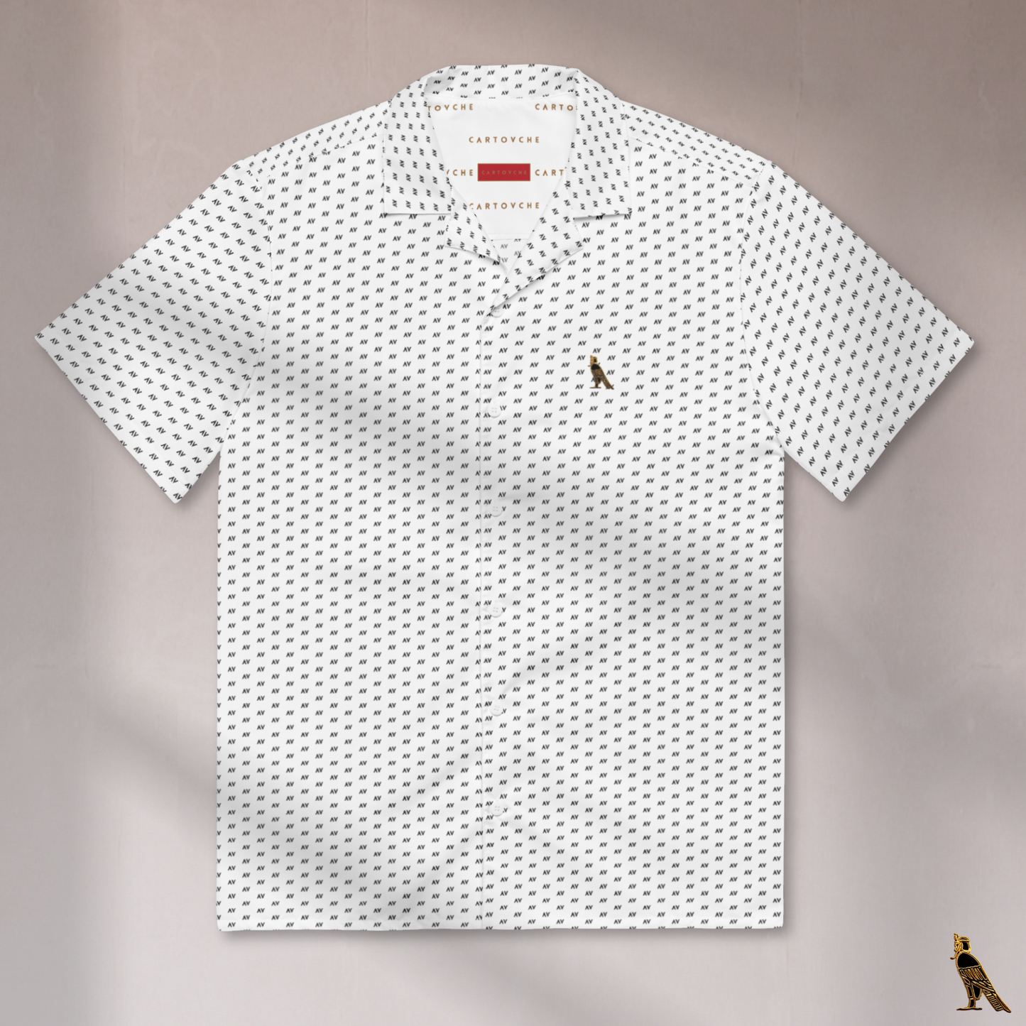 White Vacation Shirt | 'AV' Logo Pattern in Dark Grey