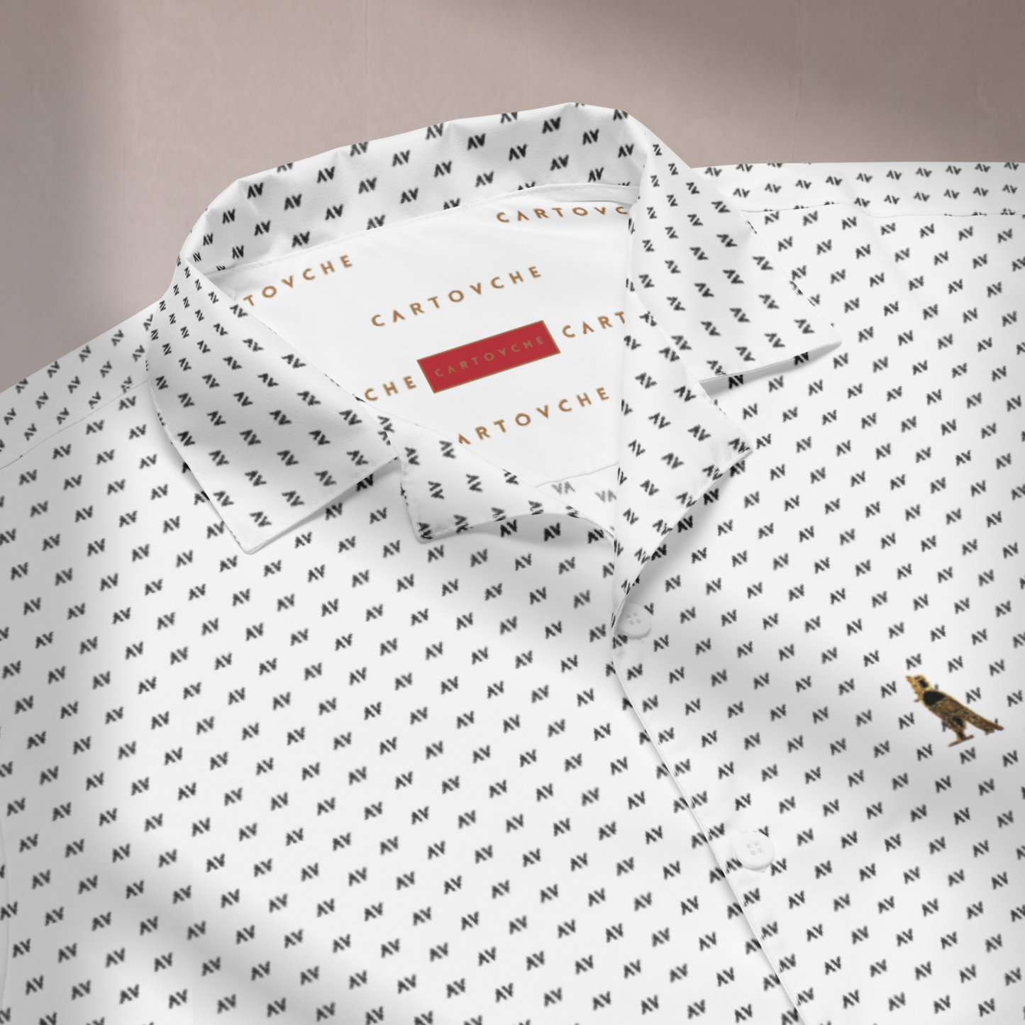 White Vacation Shirt | 'AV' Logo Pattern in Dark Grey