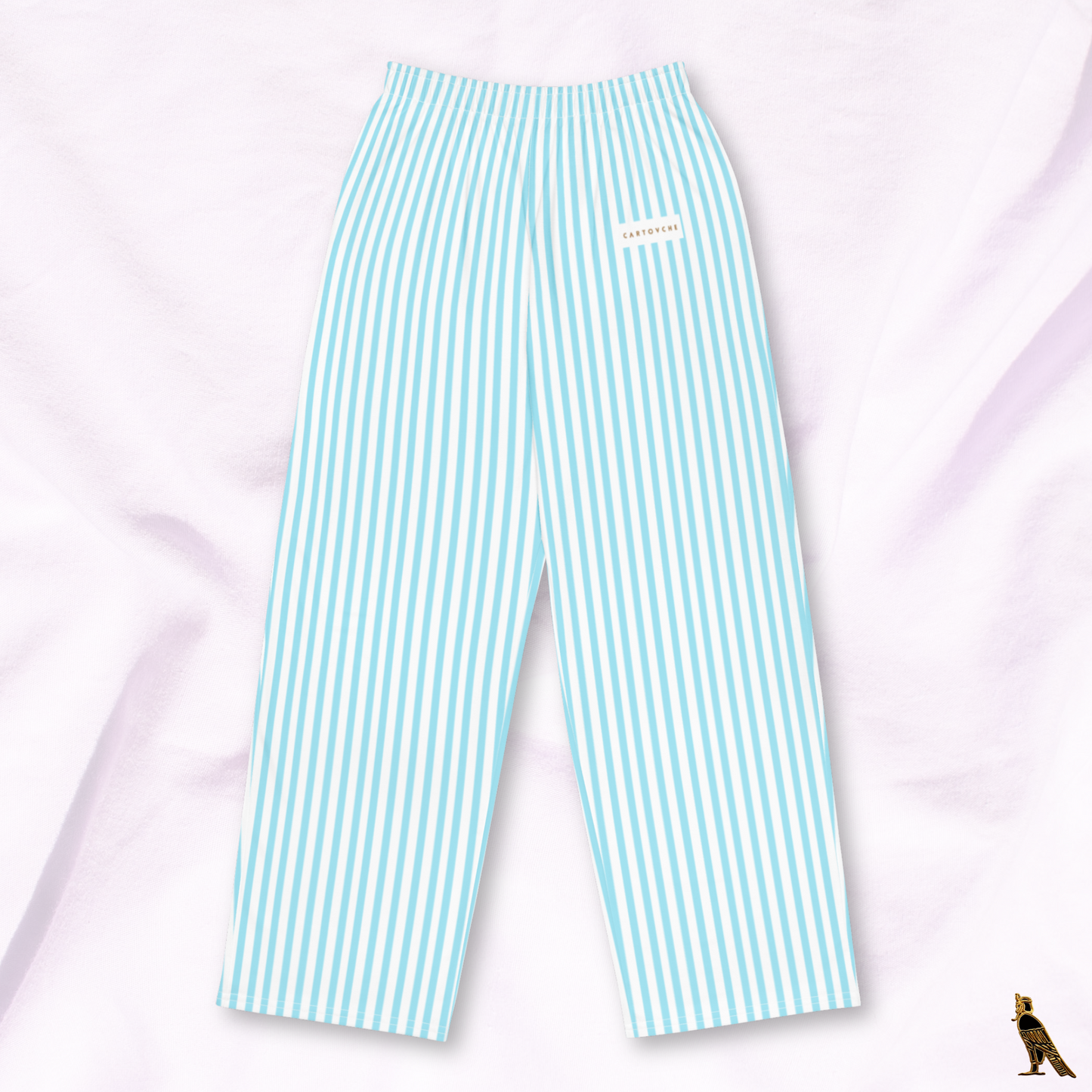 Blue & White Stripe Lounge Pants - 'White Label' Logo | Loungewear