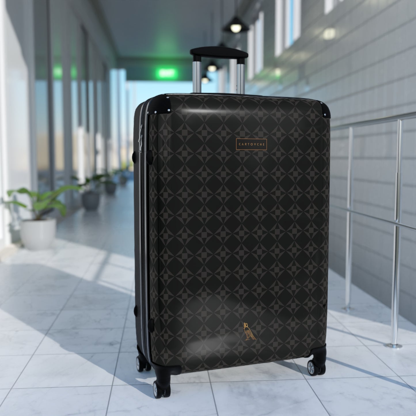 Suitcase | Black with Grey Geo Pattern