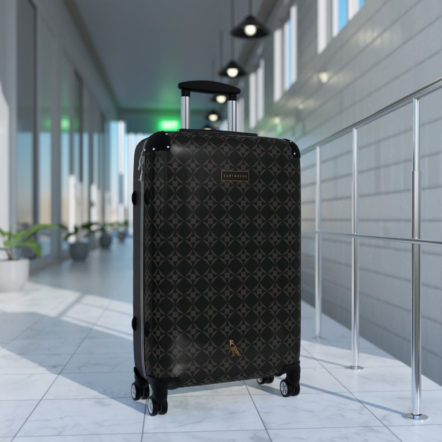 Suitcase | Black with Grey Geo Pattern