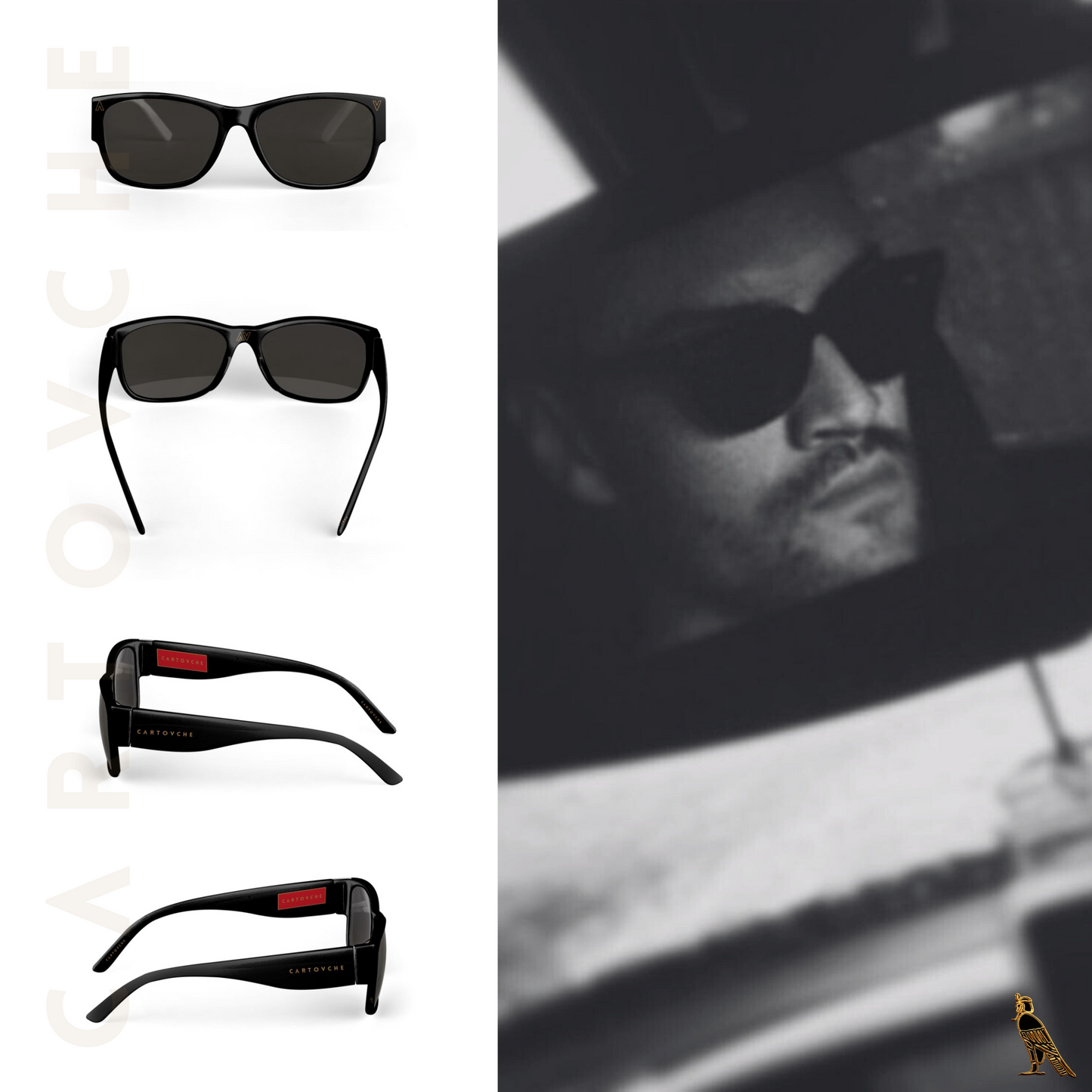 Sunglasses (Black) - Cartouche Logo