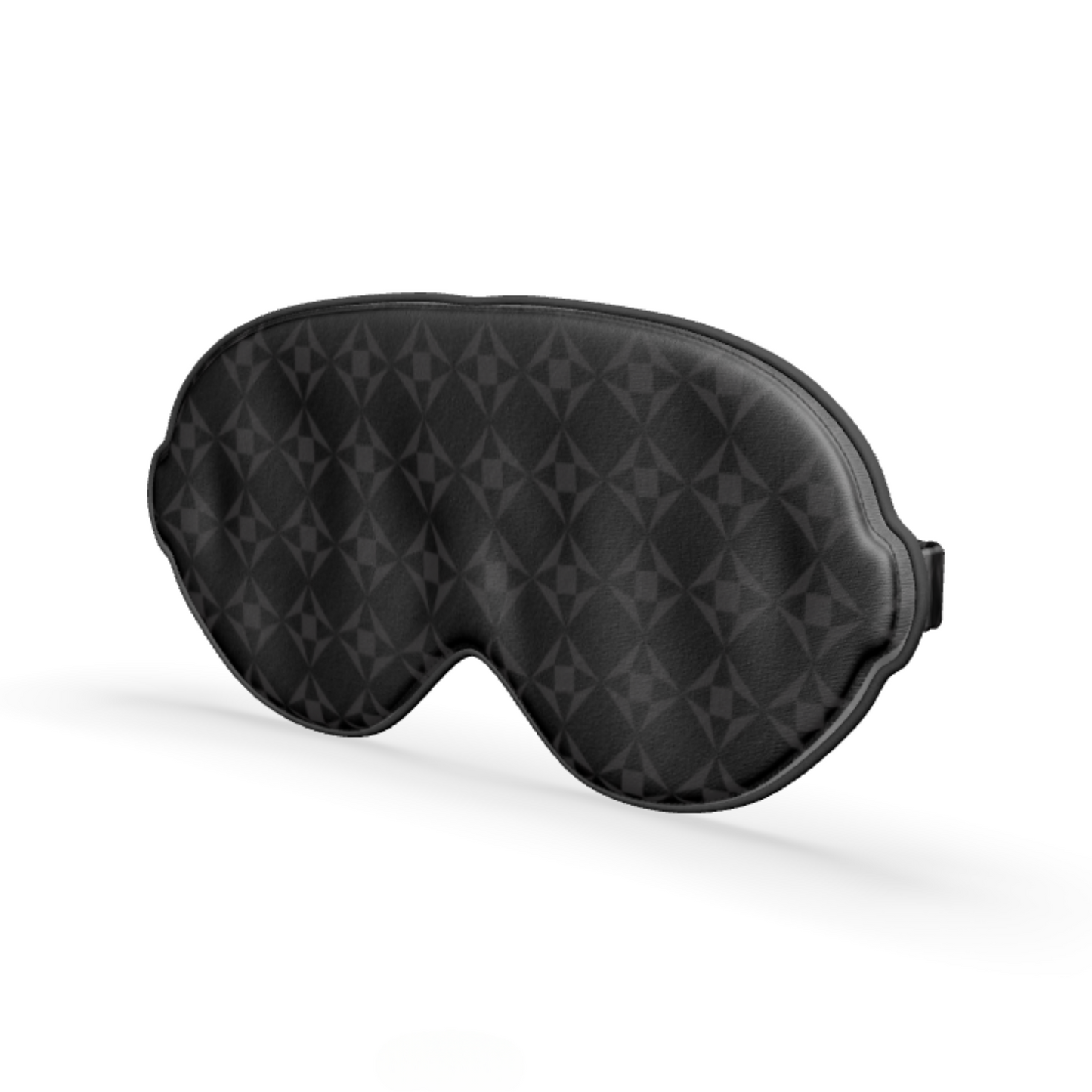 Pure Silk Satin Eye Mask | Black & Grey Geo Pattern