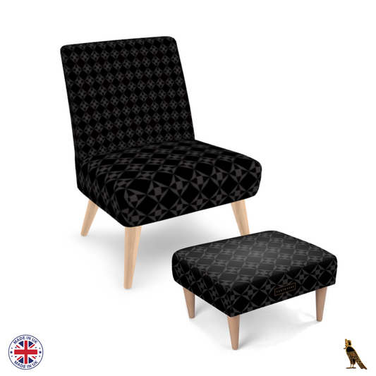 Occasional Chair - Velour | Black & Grey Geo Pattern