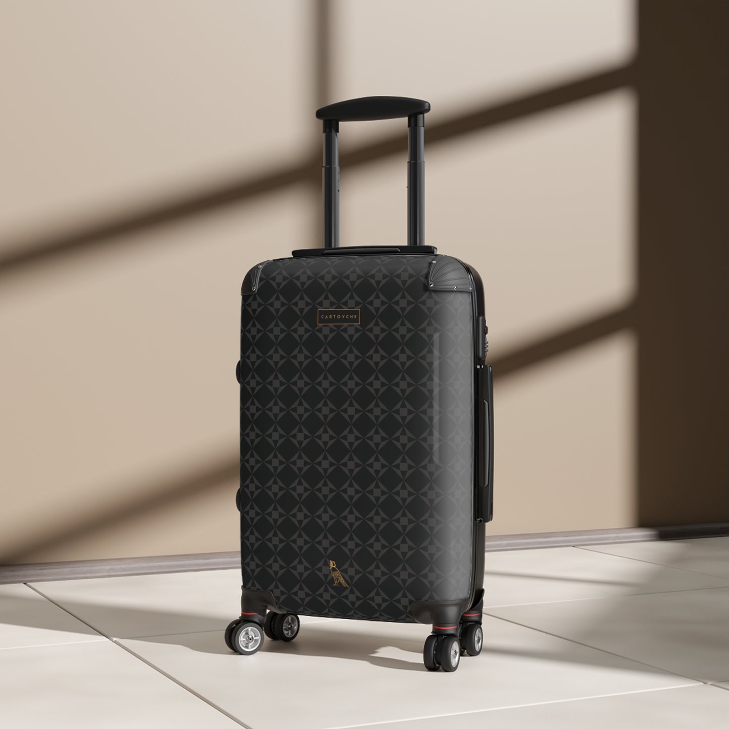 Suitcase | Black with Grey Geo Pattern