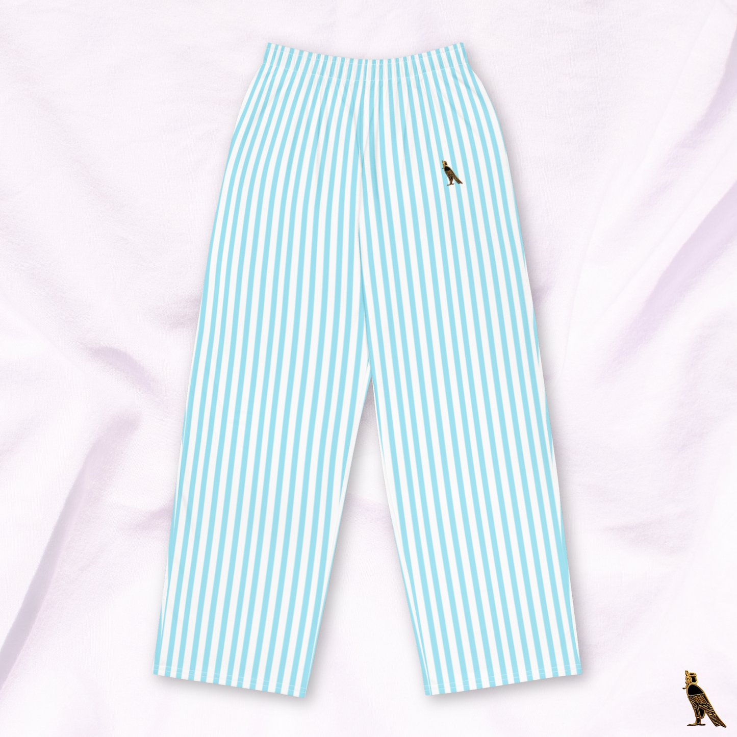 Blue & White Stripe Lounge Pants - 'Horus' Logo | Loungewear