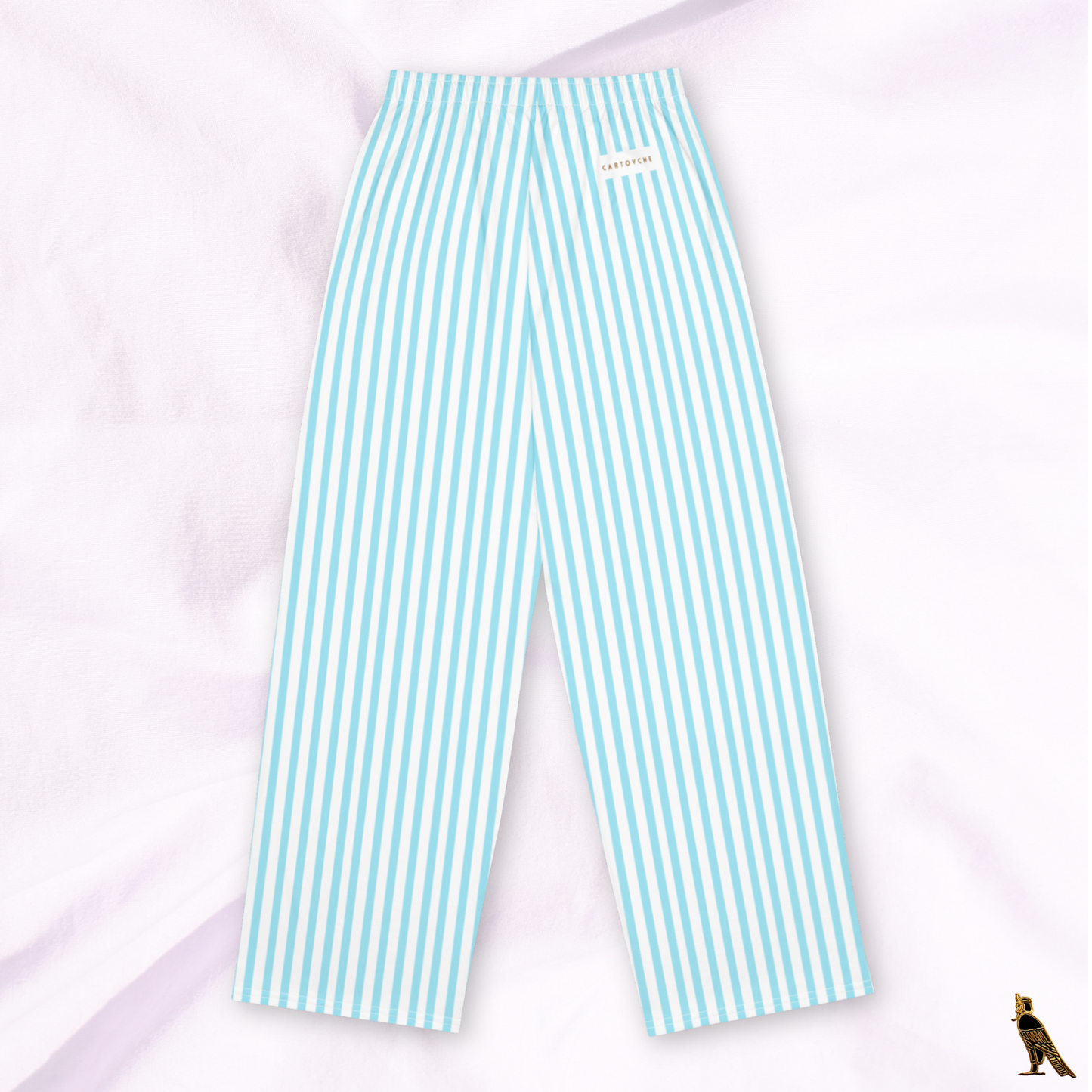 Blue & White Stripe Lounge Pants - 'Horus' Logo | Loungewear