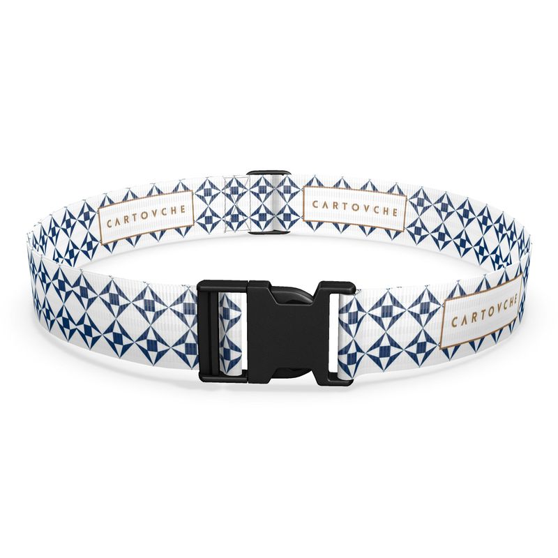 Luggage Strap | White and Navy Geo Pattern