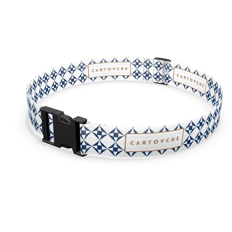 Luggage Strap | White and Navy Geo Pattern