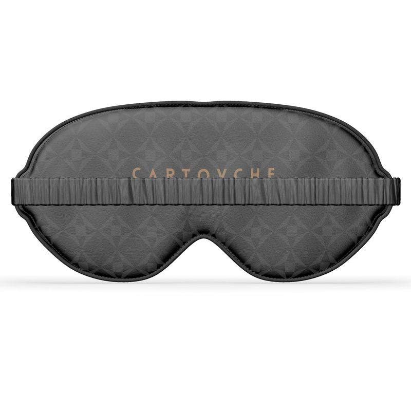 Pure Silk Satin Eye Mask | Black & Grey Geo Pattern