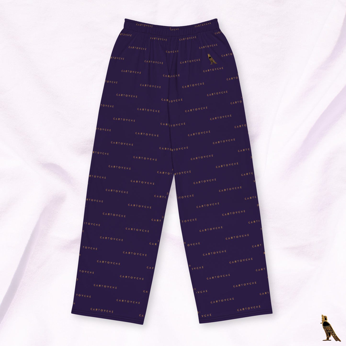 Navy Lounge Pants - All-Over Gold 'Cartouche' Logo | Loungewear