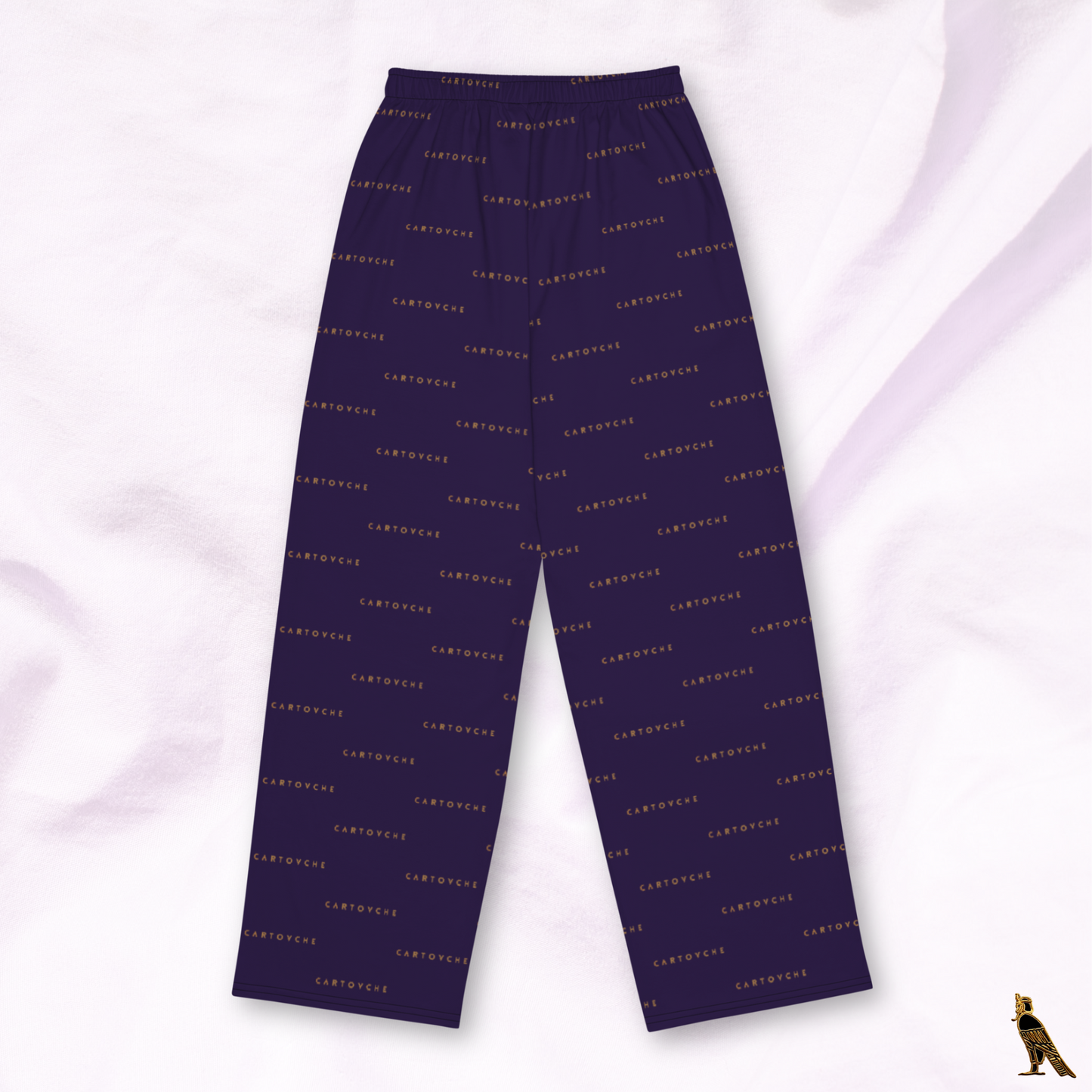 Navy Lounge Pants - All-Over Gold 'Cartouche' Logo | Loungewear