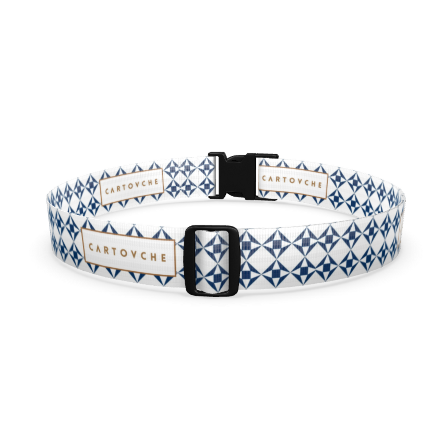 Luggage Strap | White and Navy Geo Pattern