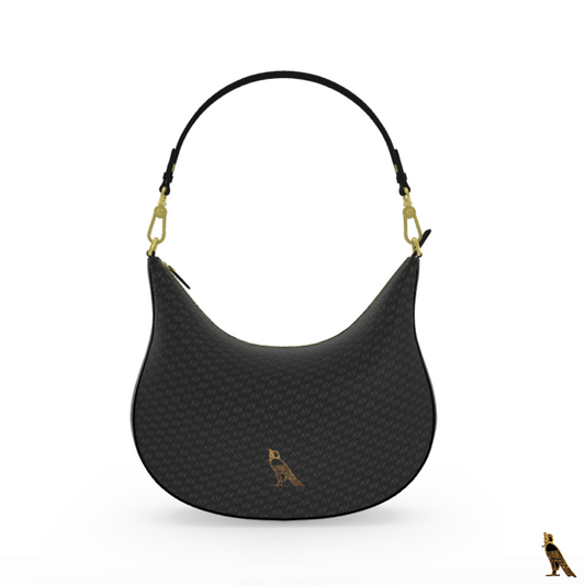 Curve Hobo Bag - Black (Horus Logo + AV Pattern)