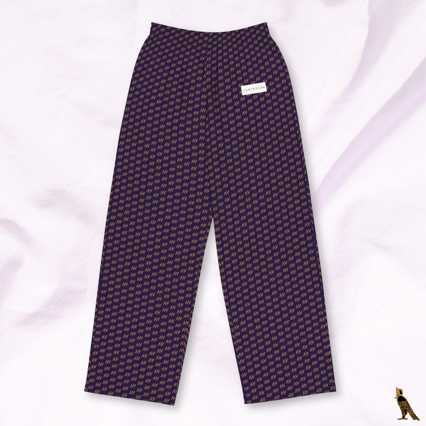 Navy Lounge Pants - All-Over Gold 'AV' Logo | Loungewear