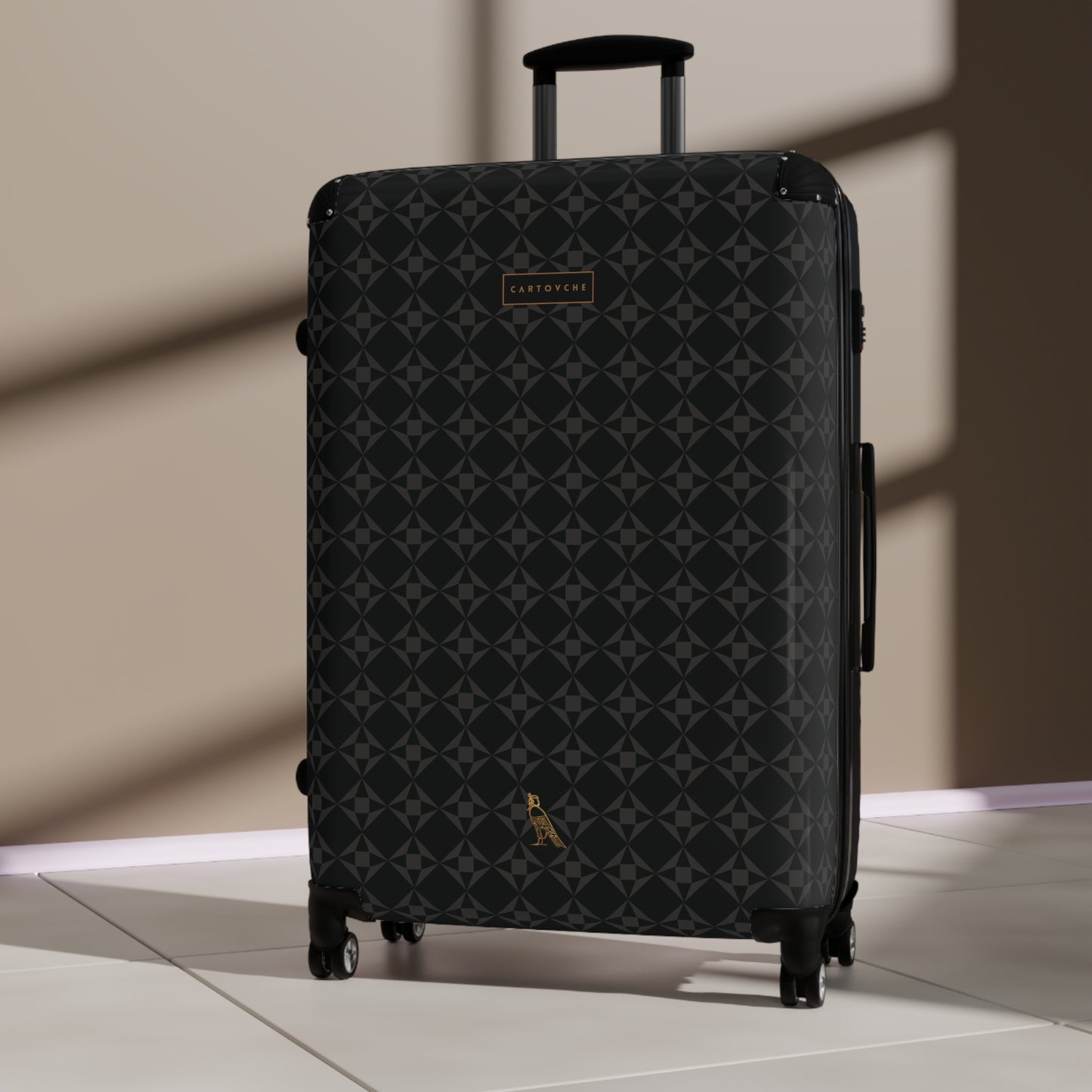 Suitcase | Black with Grey Geo Pattern