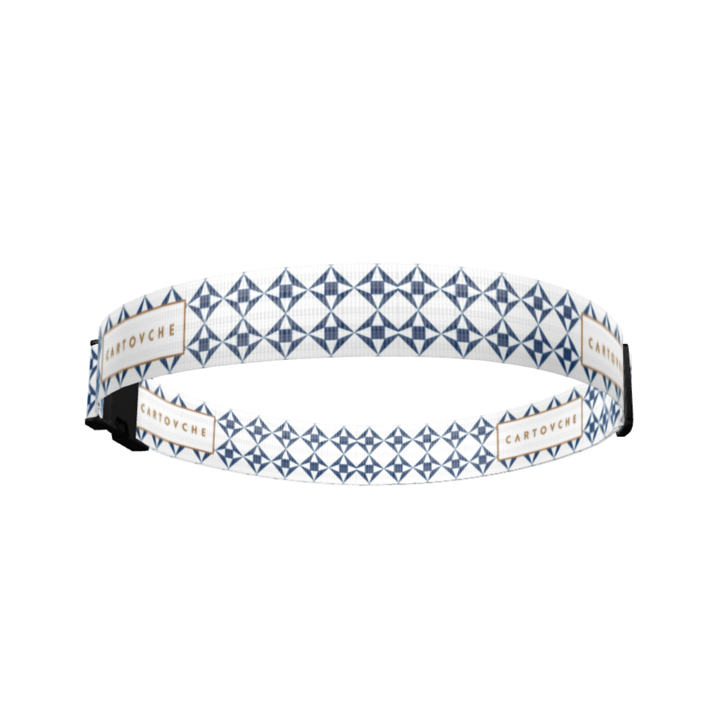 Luggage Strap | White and Navy Geo Pattern