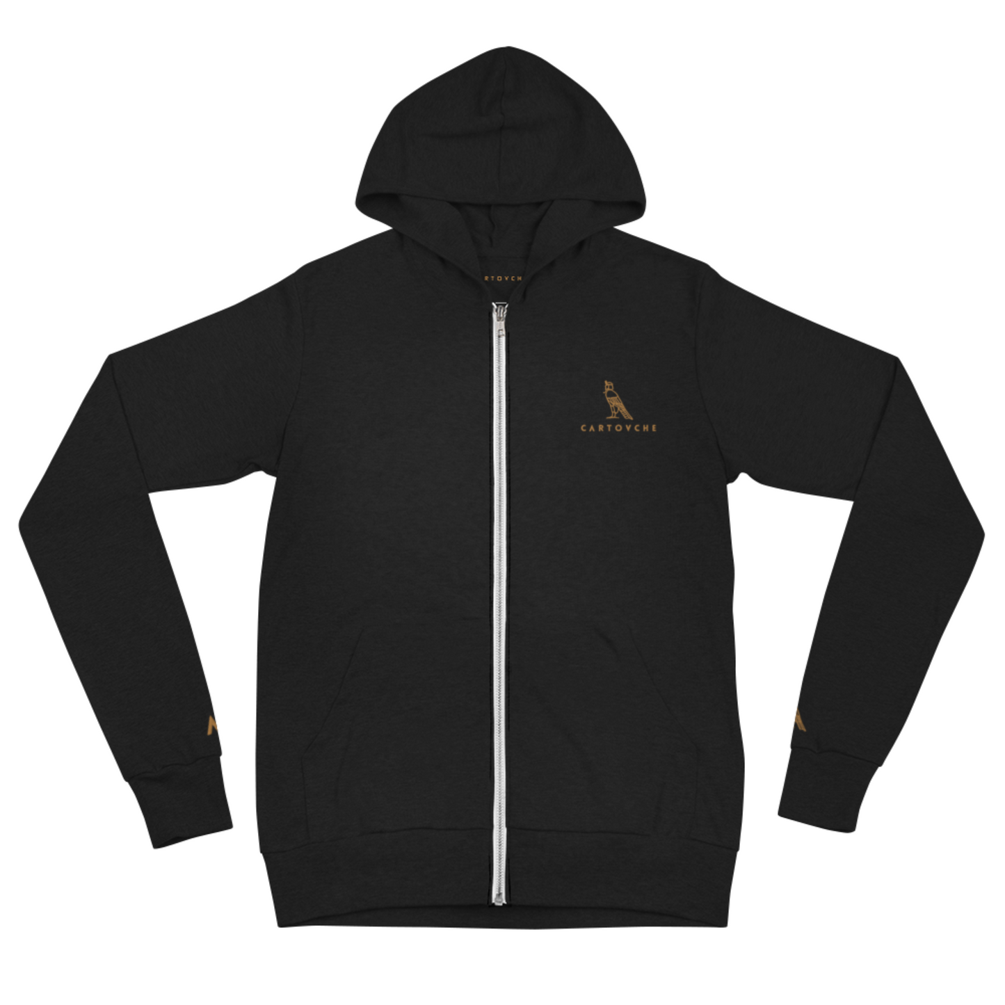 Men's Embroidered Zip-Up Lightweight Hoodie (Solid Triblend Black)