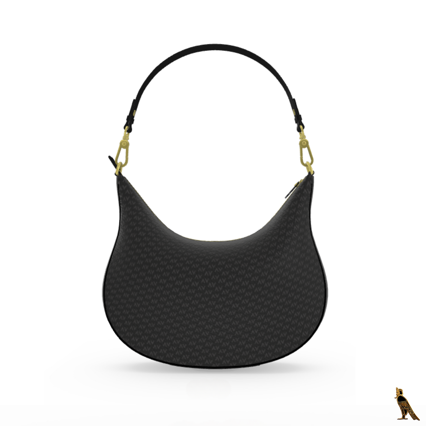 Curve Hobo Bag - Black (Horus Logo + AV Pattern)