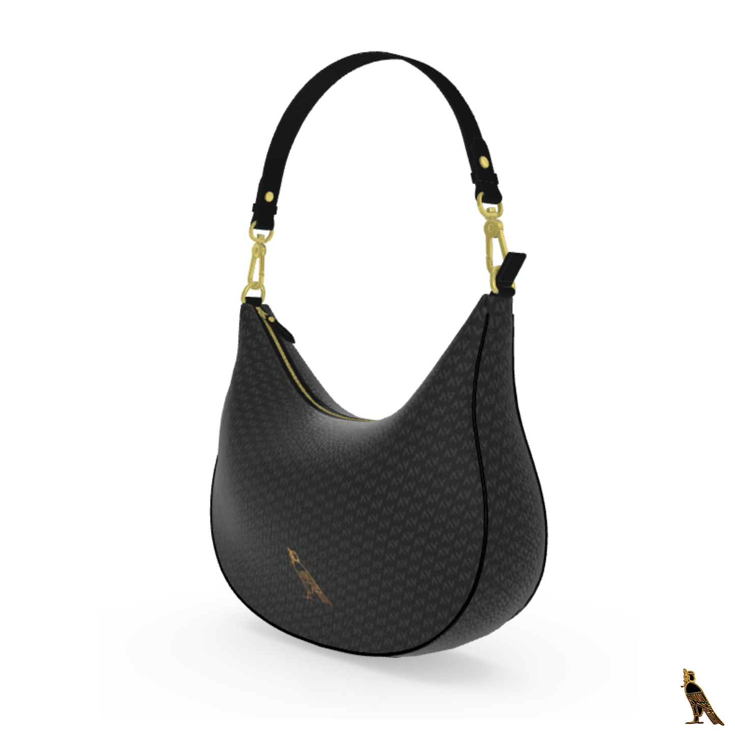 Curve Hobo Bag - Black (Horus Logo + AV Pattern)