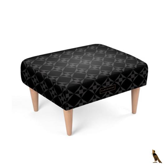 Footstool | Velour Black & Grey Geo Pattern