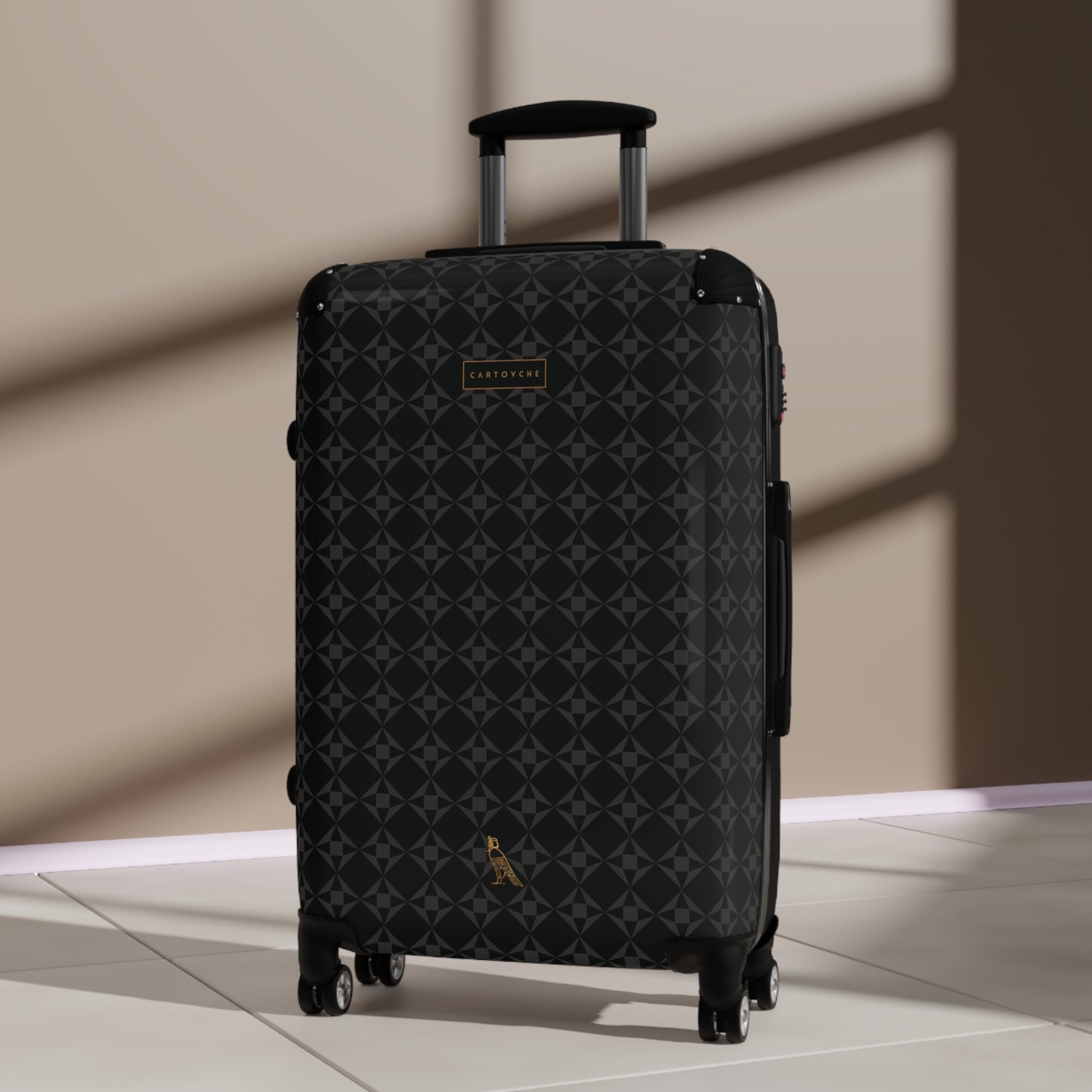 Suitcase | Black with Grey Geo Pattern