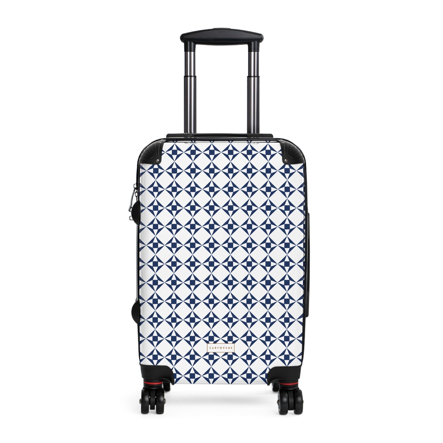 Suitcase | White and Navy Geo Pattern