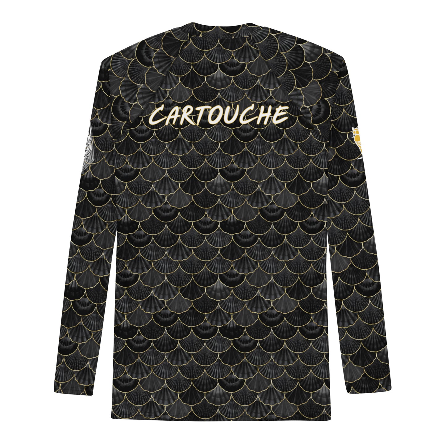 Black & Gold Sea Shell Pattern Rash Guard