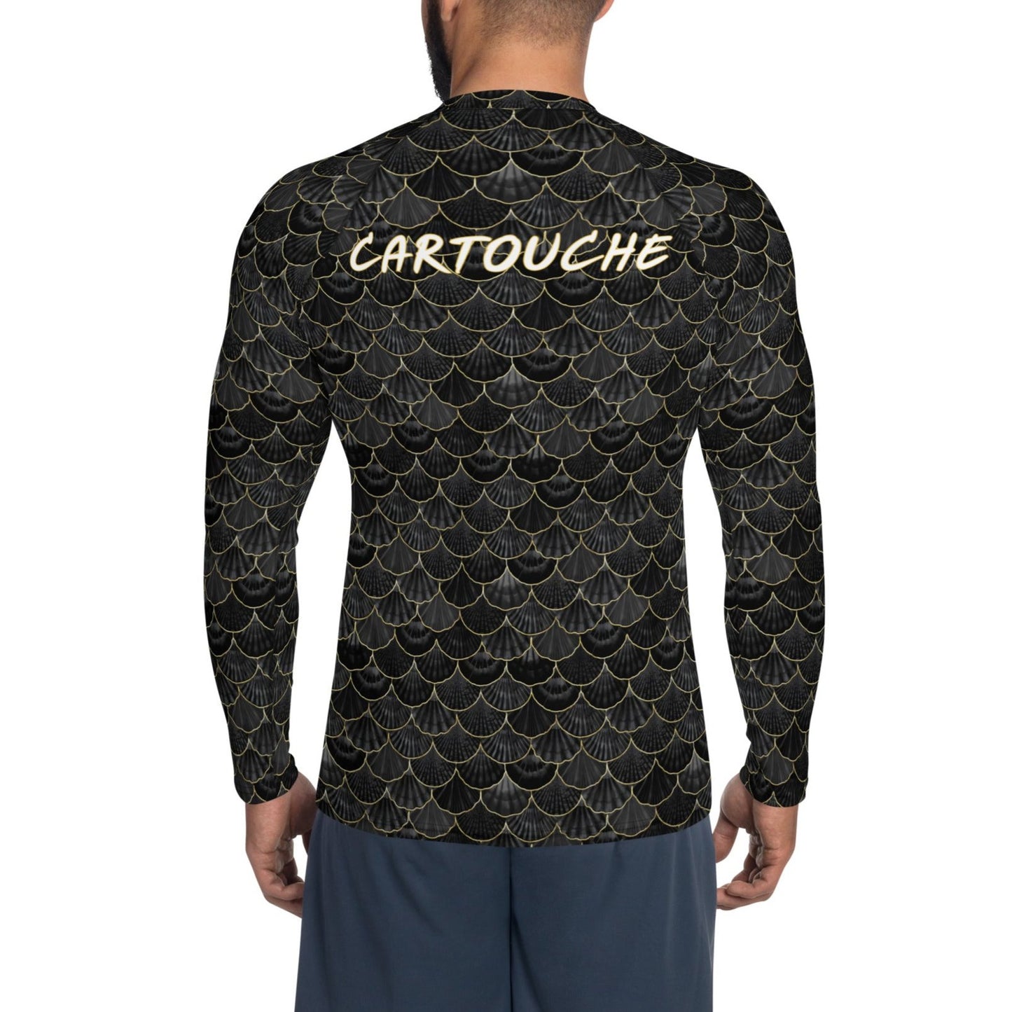 Black & Gold Sea Shell Pattern Rash Guard