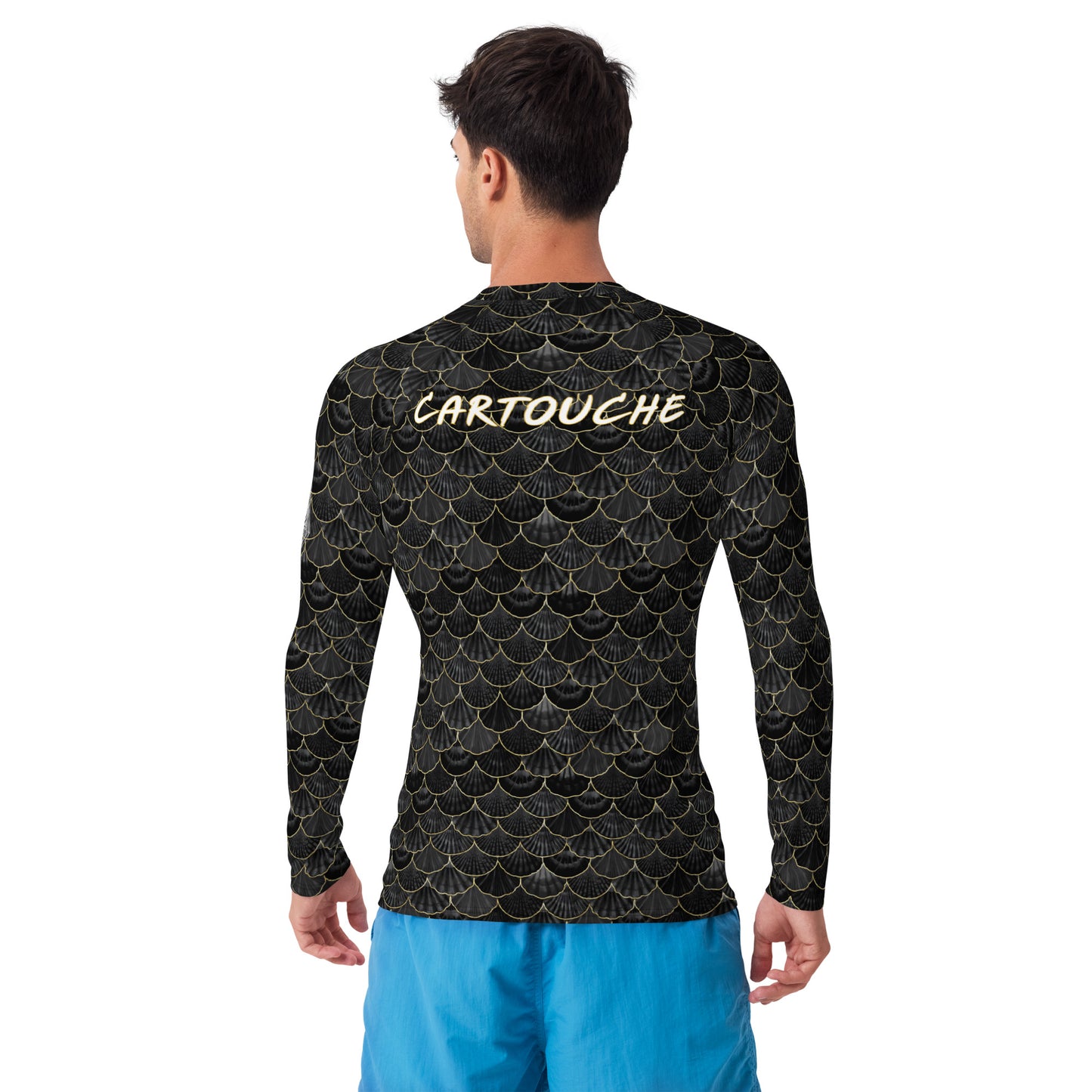 Black & Gold Sea Shell Pattern Rash Guard