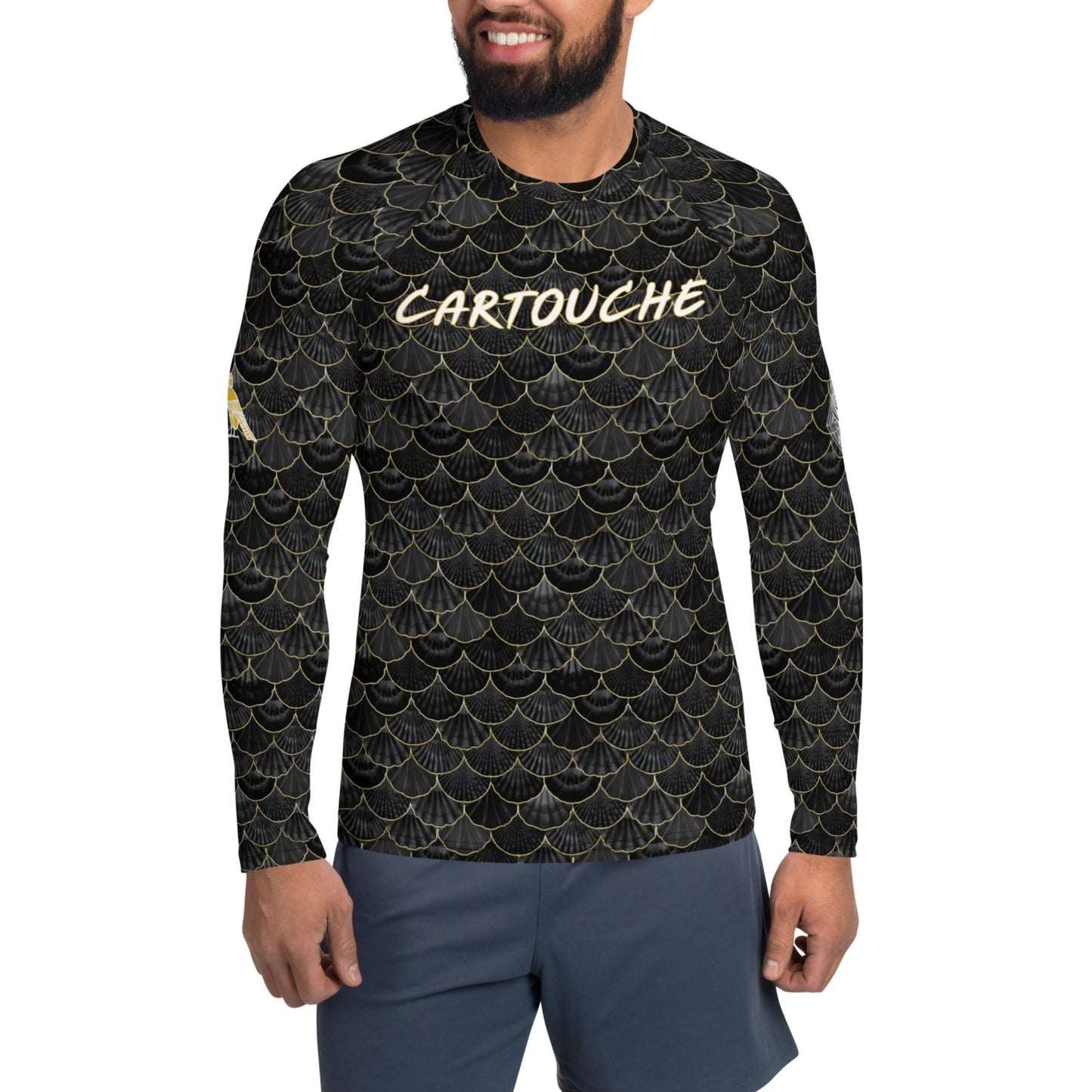 Black & Gold Sea Shell Pattern Rash Guard