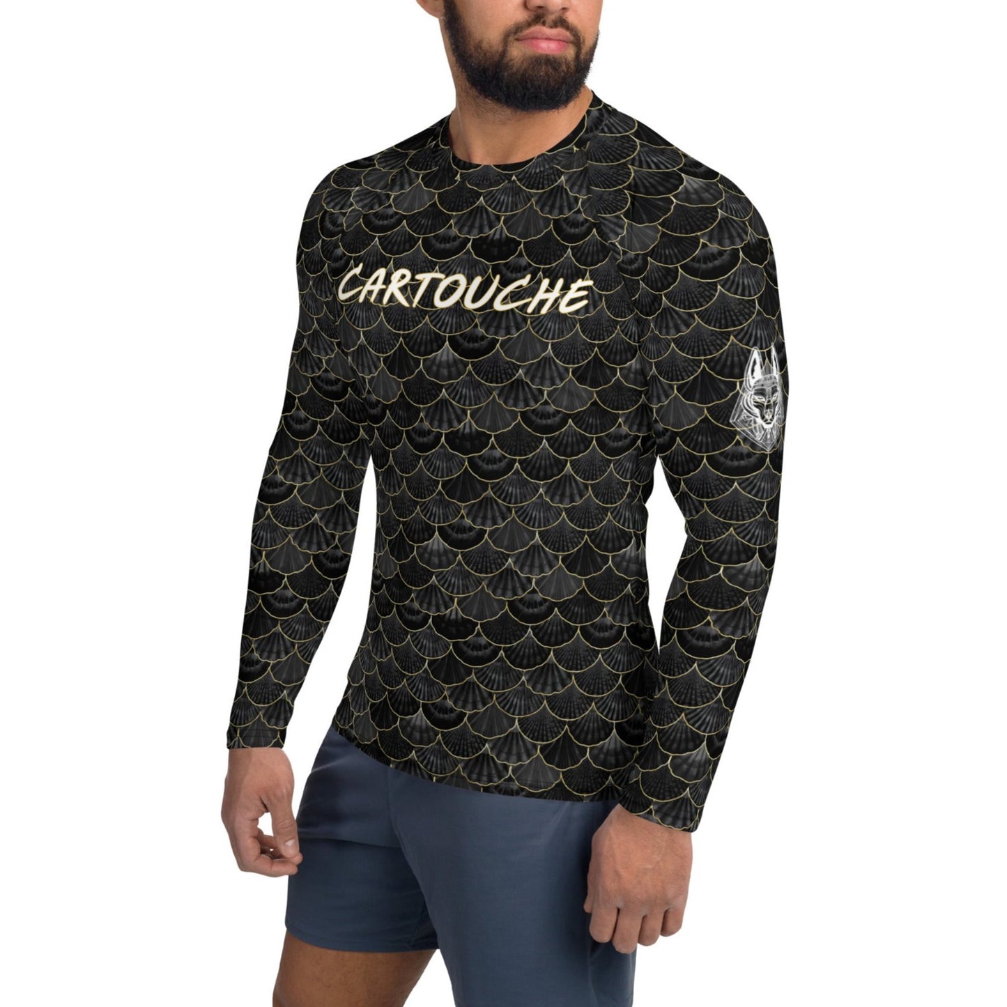 Black & Gold Sea Shell Pattern Rash Guard