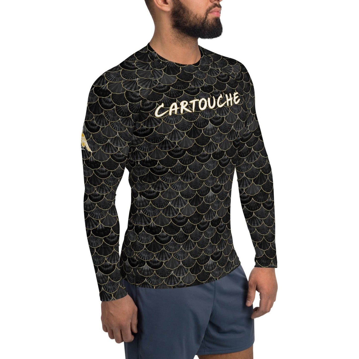 Black & Gold Sea Shell Pattern Rash Guard