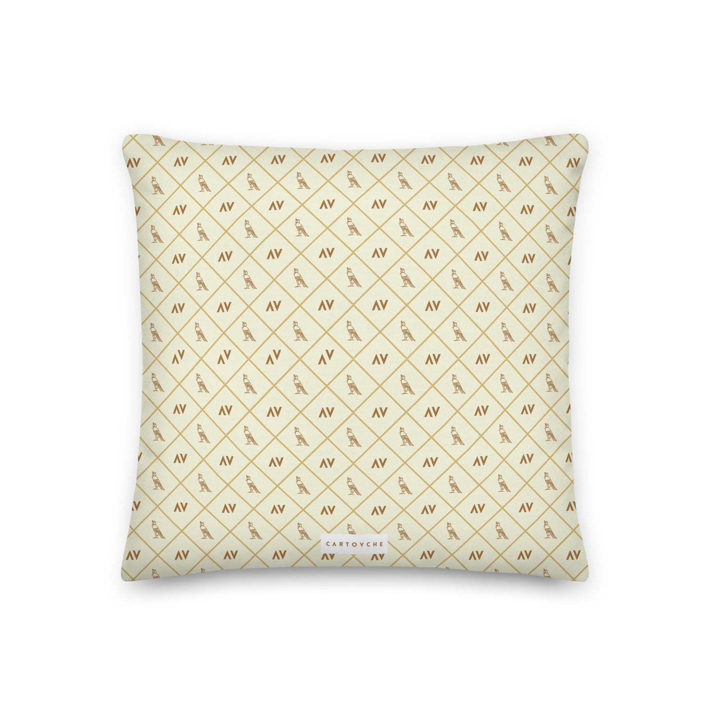 'Gold Cartouche Diamonds' Cushion (Beige)