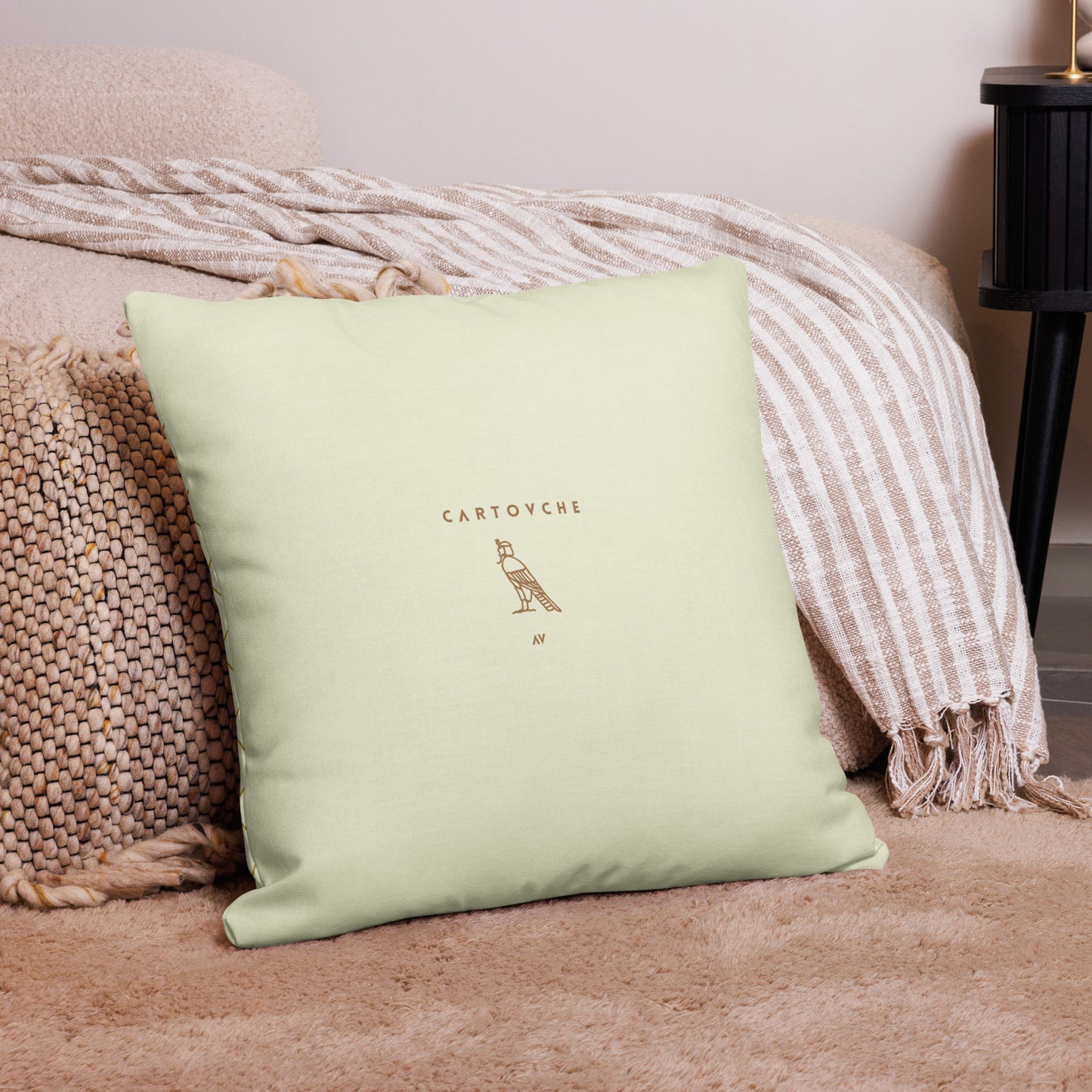 'Gold Cartouche Diamonds' Cushion (Beige)