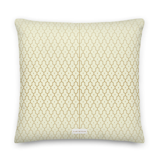 'Gold Egyptian Geometry' Cushion (Beige)