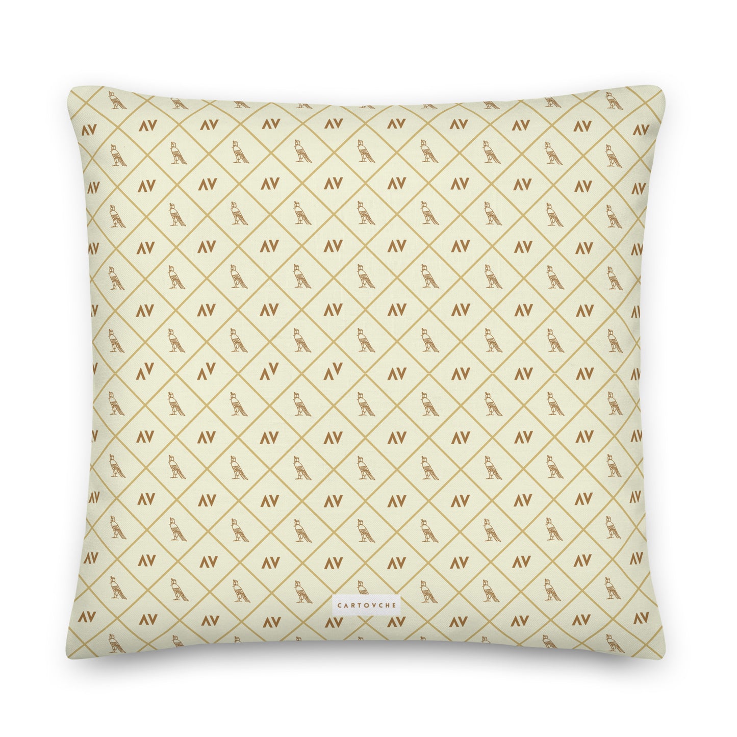 'Gold Cartouche Diamonds' Cushion (Beige)