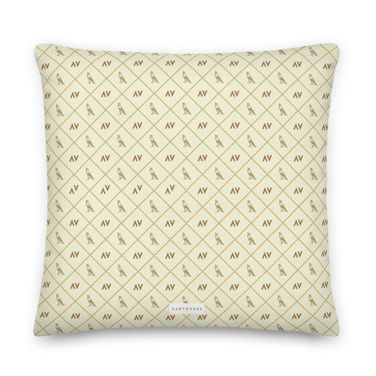 'Gold Cartouche Diamonds' Cushion (Beige)