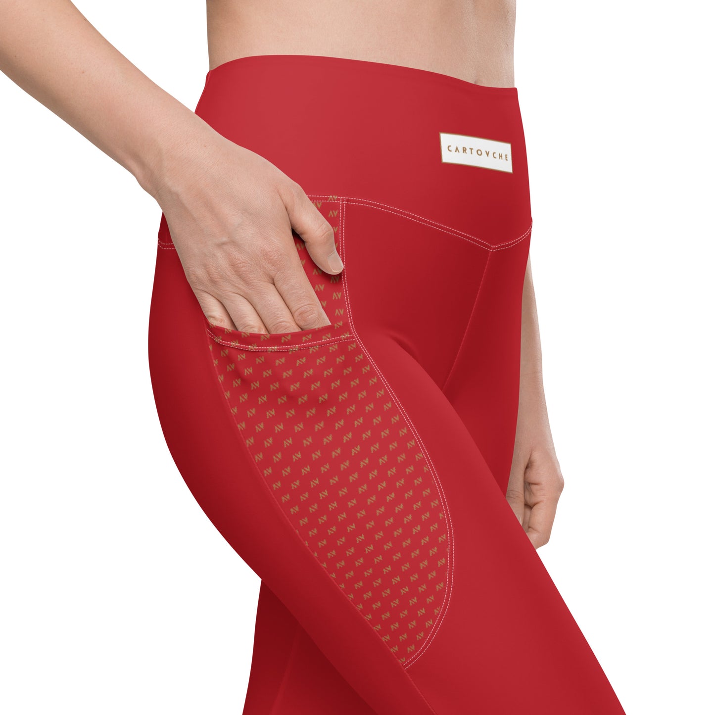 Women's Leggings with Pockets (Red)