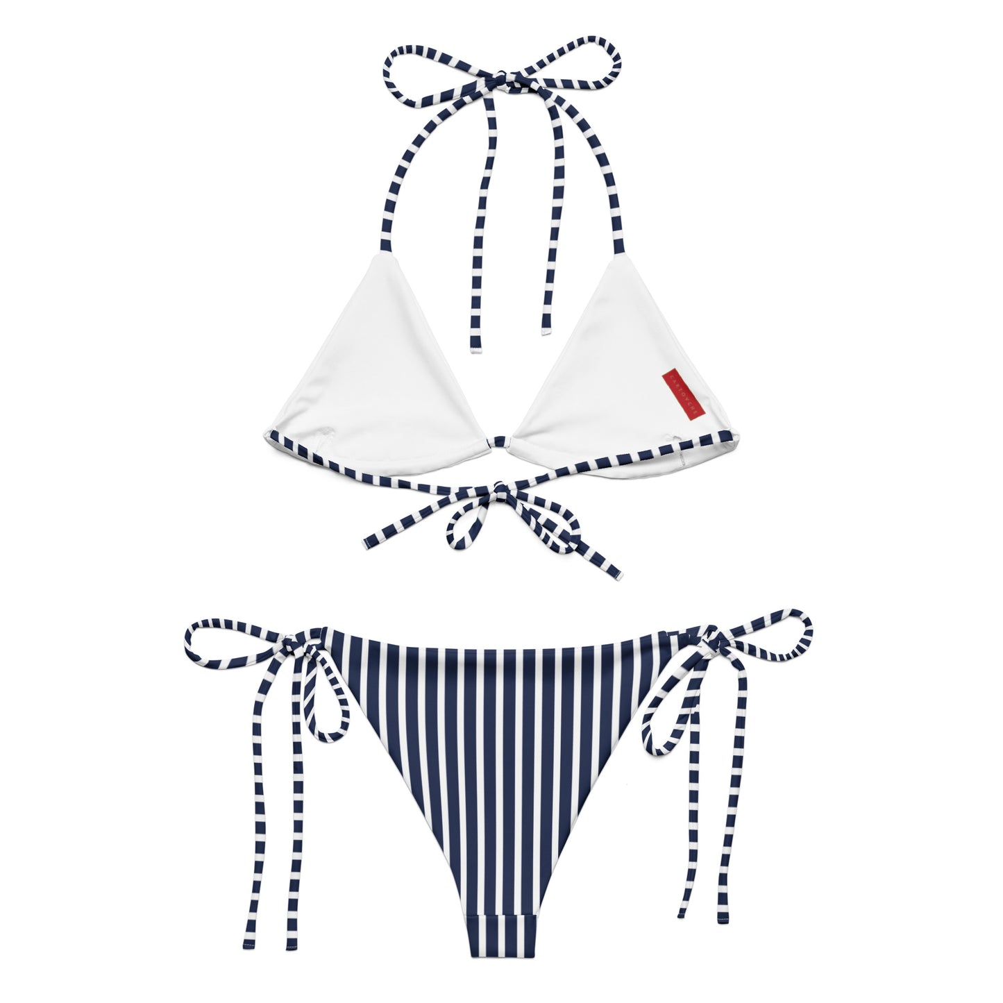 String Bikini Set (Navy Blue & White Stripe)