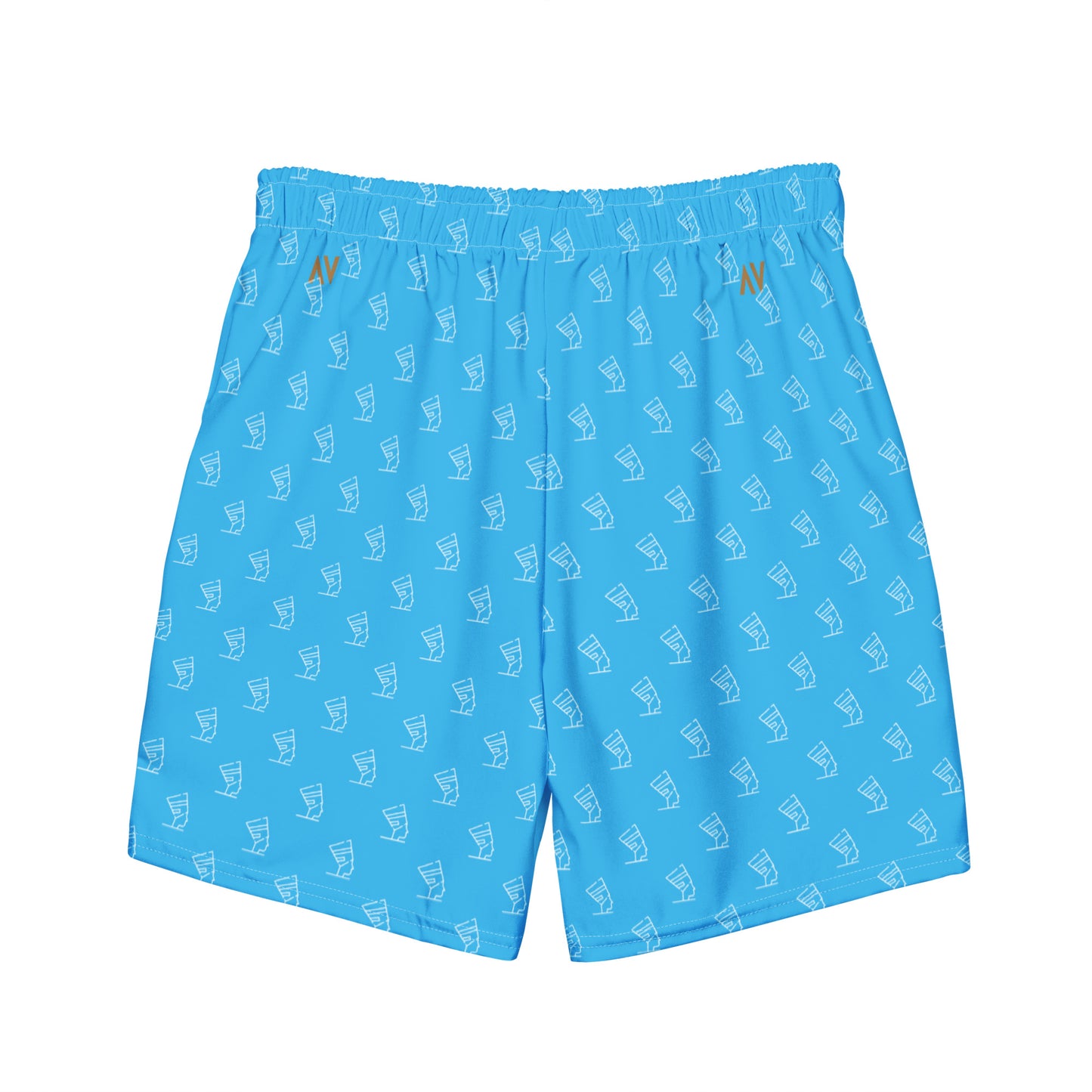 Men's Swim Trunks - All-over Cleopatra Logo (Sky Blue)