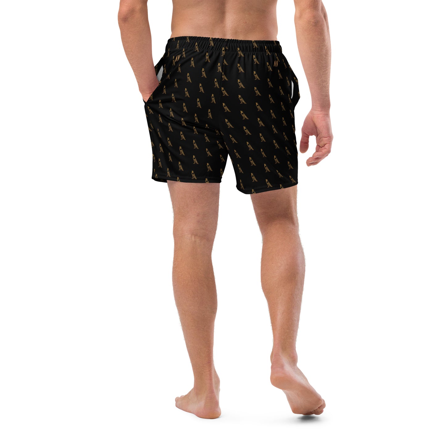 Men's Swim Trunks - All-over Horus Logo (Black)