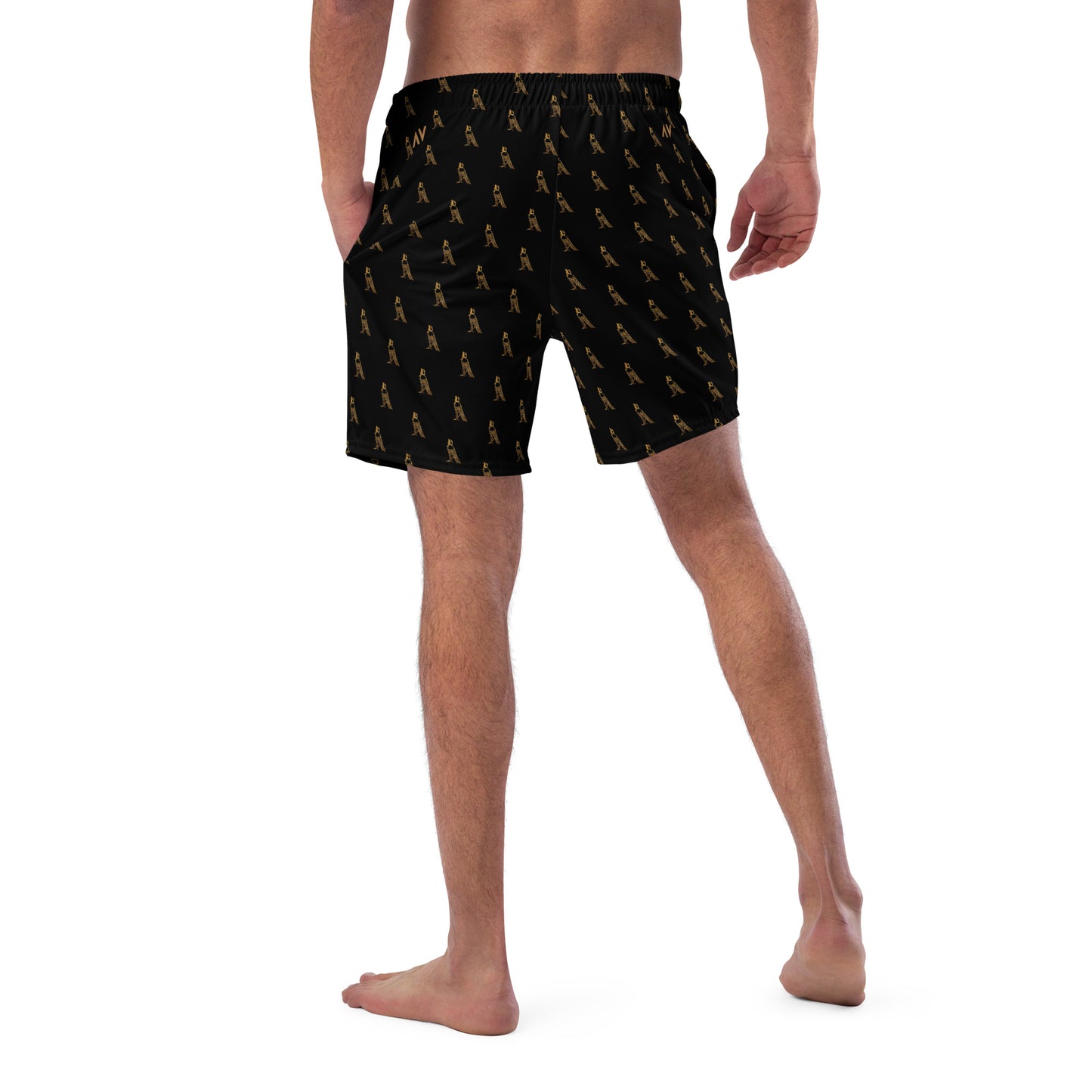 Men's Swim Trunks - All-over Horus Logo (Black)