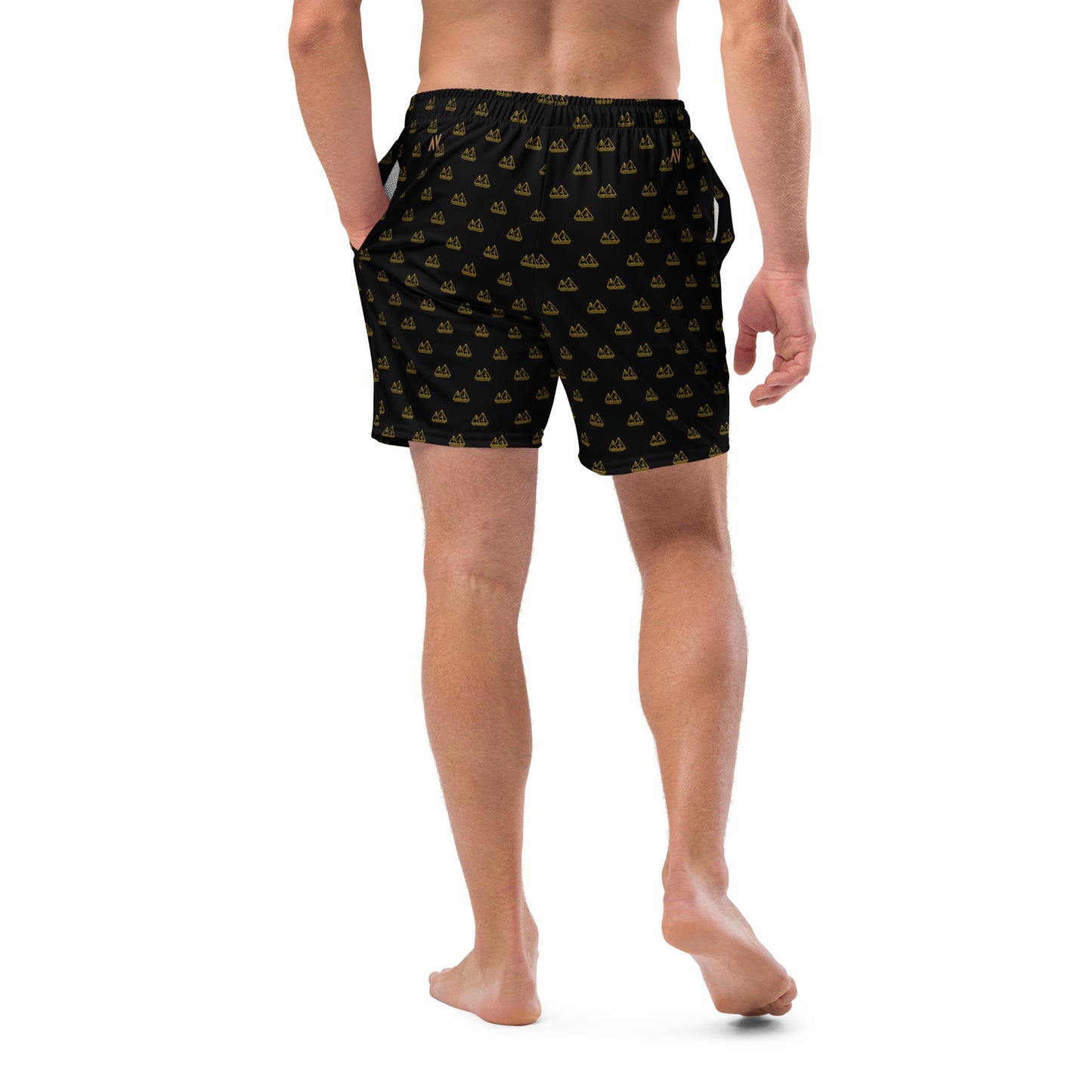 Men's Swim Trunks - All-over Pyramid Logo (Black)