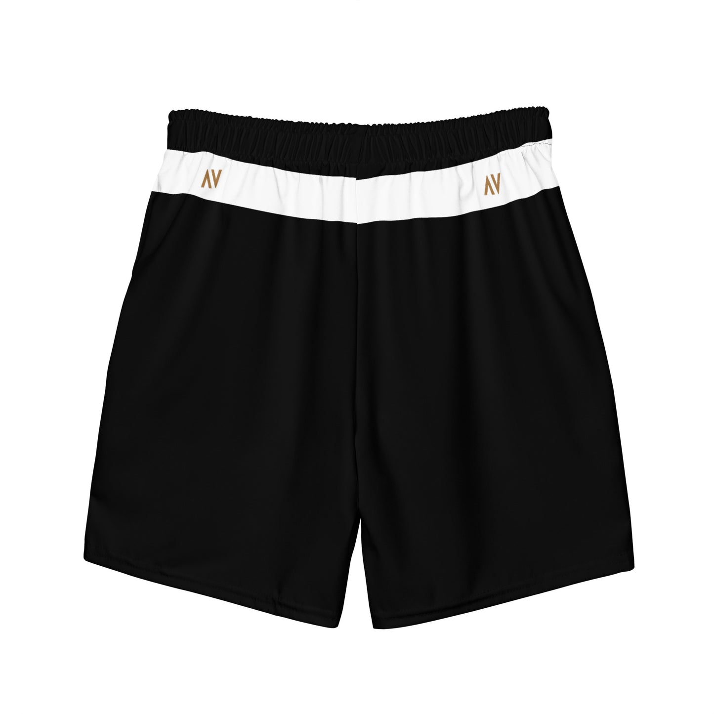 Men's Swim Trunks - Cartouche Logo (Black with White Stripe)