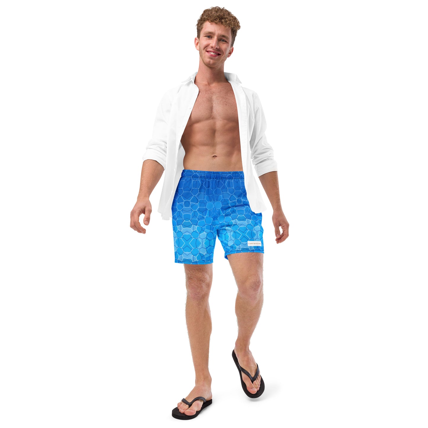 Men's Swim Trunks - Cartouche Badge (Shallow Water Blue)