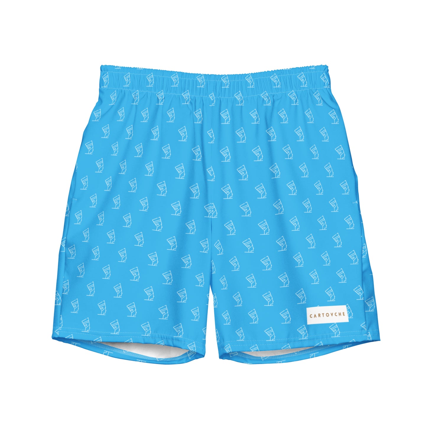 Men's Swim Trunks - All-over Cleopatra Logo (Sky Blue)