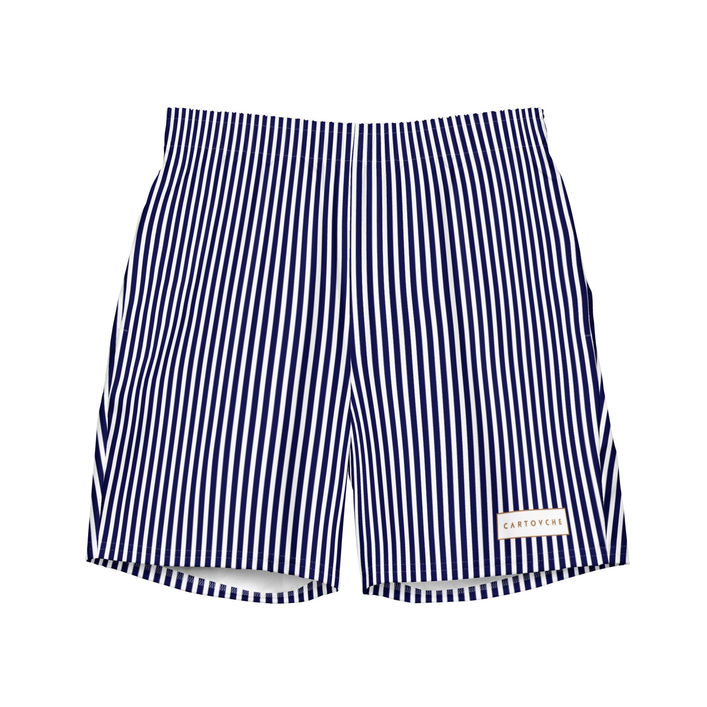 Men's Swim Trunks - White Label Logo (Blue & White Stripe)